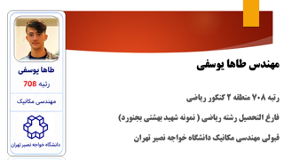 طاها یوسفی - رتبه 708